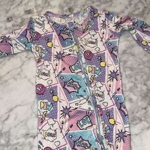 BELLABU BEAR COMIC PURPLE BAMBOO CONVERTIBLE FOOTIE 12/18M
